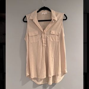 Beige, sleeveless shirt